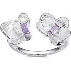 RING5 | Iris 18K Plated Red Flower Open Ring